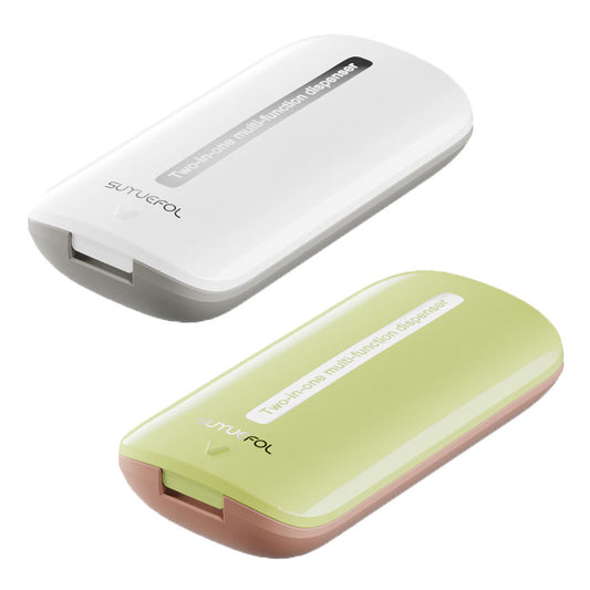 2-Pack Green and white Portable Pill Splitter Set – Dual-Function Medication Divider with Stainless Steel Blade and Removable Silicone Liner