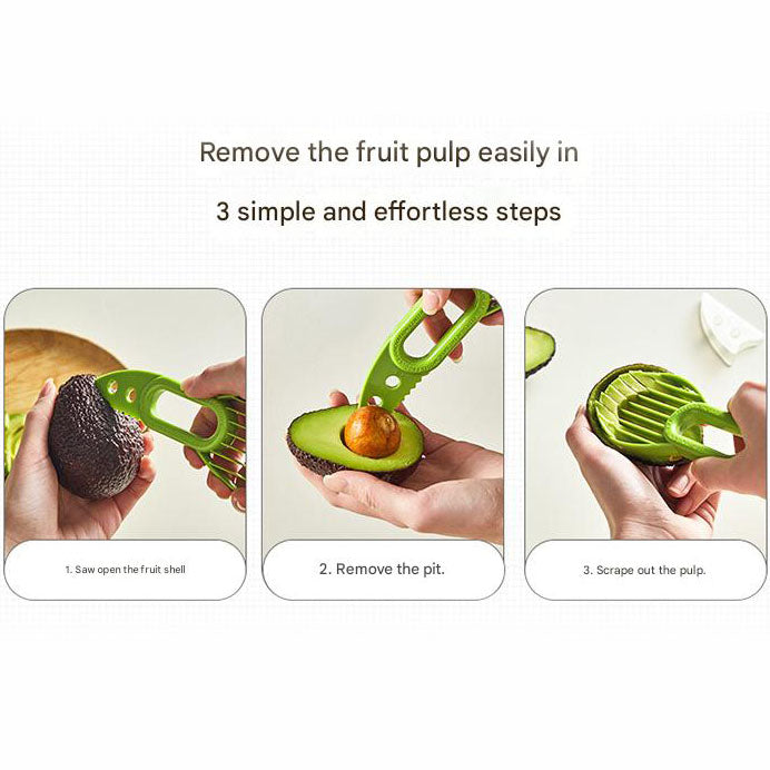 5-Pack Green Multi-Function Fruit Cutter Set – Precision Avocado Slicer with Integrated Pit Remover & Even Slicing Grid, PP Material, Compact Design