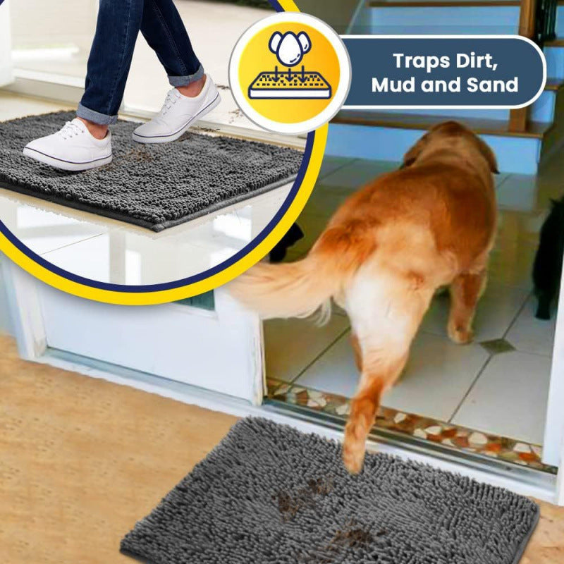 Deep red 50×80 cm Extra-Thick Chenille Floor Mat for Bathrooms and Pet Use – High-Density Absorbent, Non-Slip, Machine-Washable Rug for Dogs and Humans