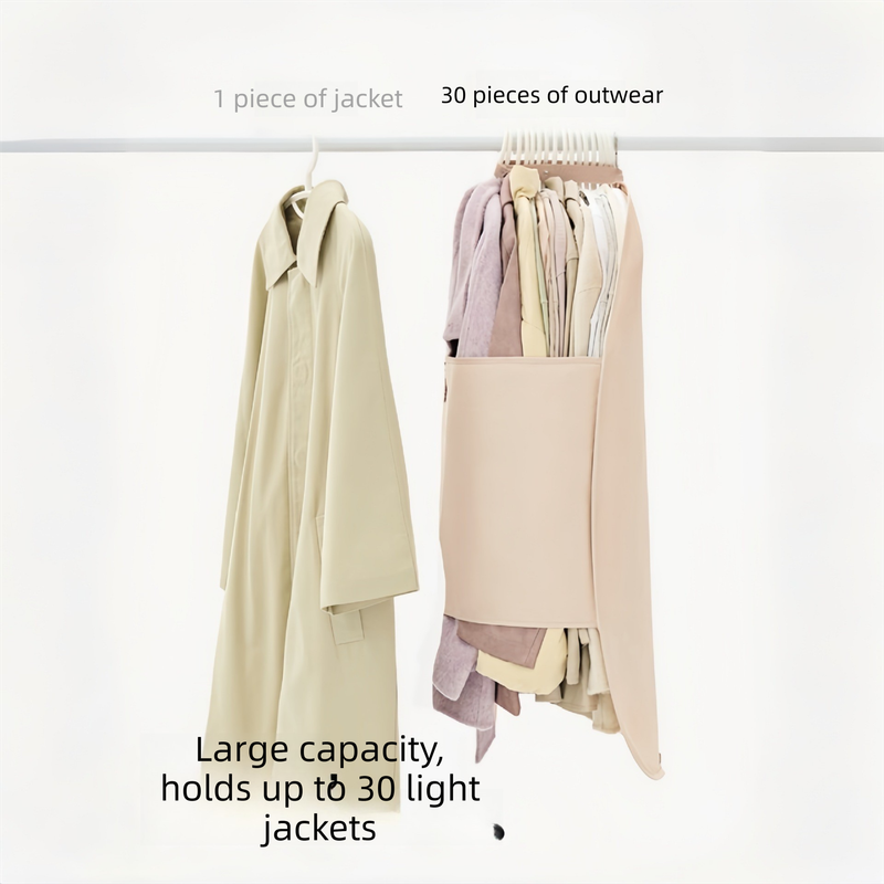 Apricot color Foldable Hanging Compression Board for Wardrobe Organization – 90×58 cm Ultra-Thin Garment Organizer with Adjustable Side Straps and Top Buckle, Holds Up to 30 Thin Jackets