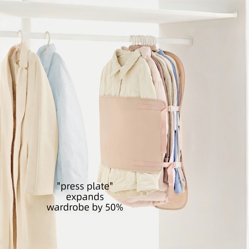 Pink Foldable Hanging Compression Board for Wardrobe Organization – 90×58 cm Ultra-Thin Garment Organizer with Adjustable Side Straps and Top Buckle, Holds Up to 30 Thin Jackets