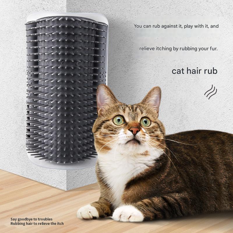 Blue Cat Corner Grooming Brush Set, 2-Piece Wall-Mounted Self-Groomer with Catnip, 288 & 314 Bristles, No-Shed Design for Scratching & Itch Relief, Large & Small Size Pet Grooming Tool