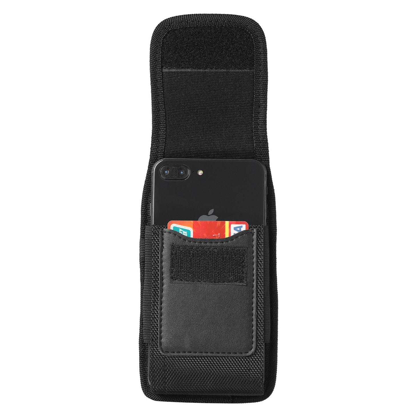 2-Pack Black Universal Heavy-Duty Nylon Belt Holster Pouch with Card Slot – Durable Oxford Cloth Waist Pack for iPhone 16 Pro Max & Android Phones – Vertical & Horizontal Carry Options (L)