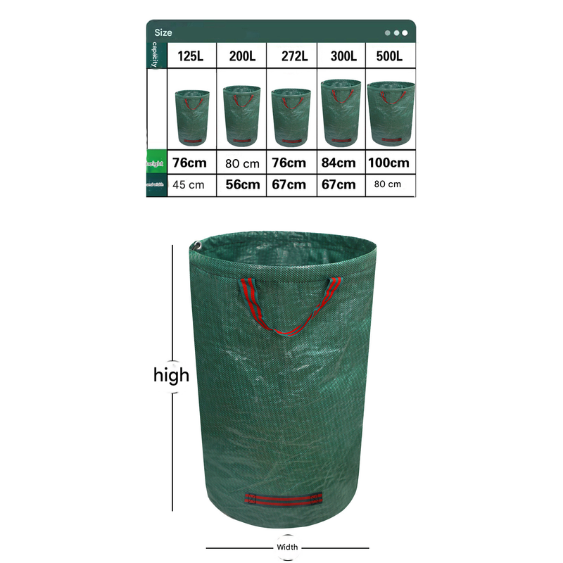 Heavy-Duty Pop-Up Garden Leaf Bag - Large Capacity PP Woven Collection Sack for Leaves, Weeds, Branches & Yard Debris(272L)
