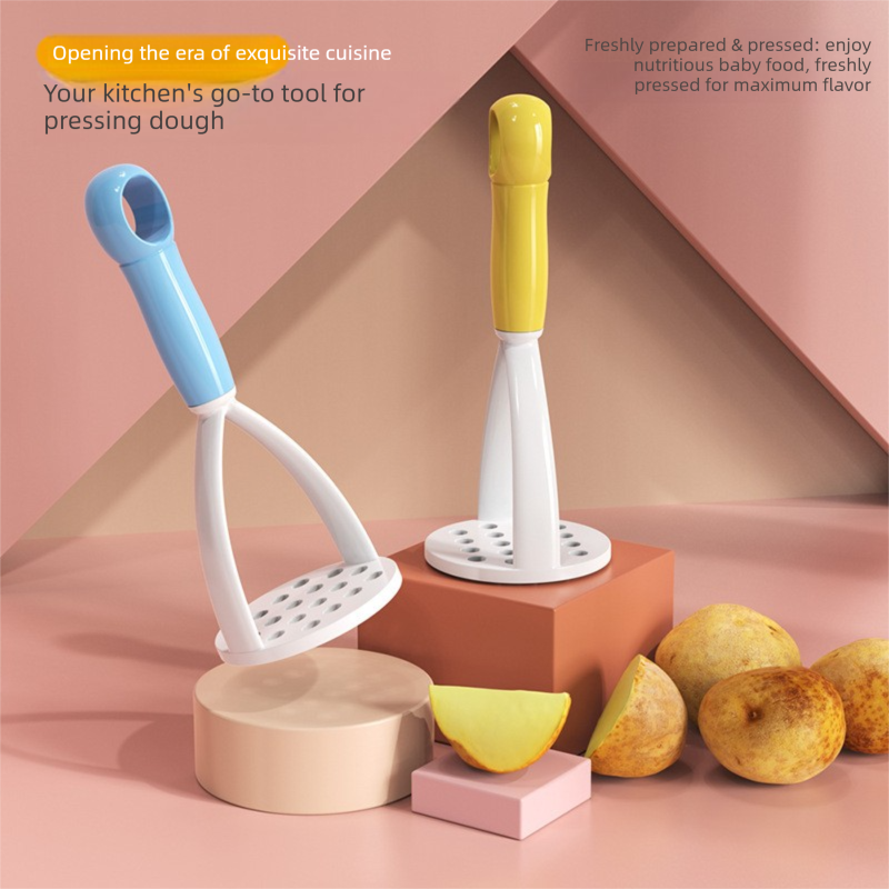 3-Pack Pink,yellow and purple Manual Potato Masher - Baby Food Maker & Vegetable Ricer with Reinforced Arch Design, Durable PP Kitchen Tool for Mashing Potatoes, Sweet Potatoes, and Fruits