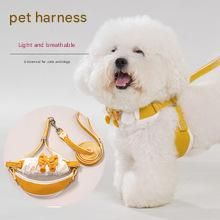 Orange-yellow Lace Y-Shaped Pet Harness and Leash Set - Breathable Mesh Vest for Small to Medium Dogs and Cats - Comfortable Walking Gear with 150cm Leash(Size:M)