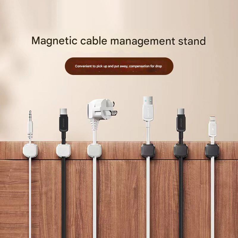 24 Pack Magnetic Cable Organizer Clips with 12 Black and 12 White Pieces, Reusable Adhesive Cord Management Holder for Desk and Car Charging Cables