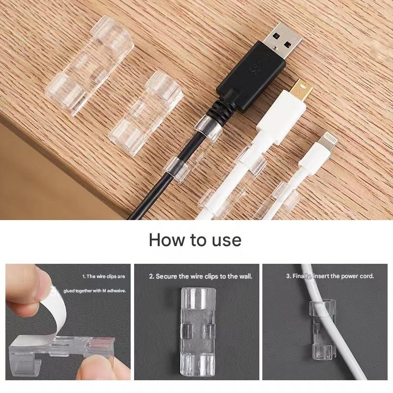 100 Pack Self-Adhesive Cable Clips Non-Marking Cord Management Holder for Desk and Car, Drill-Free Wire Fixer Solution for Local Workspaces(Medium size)