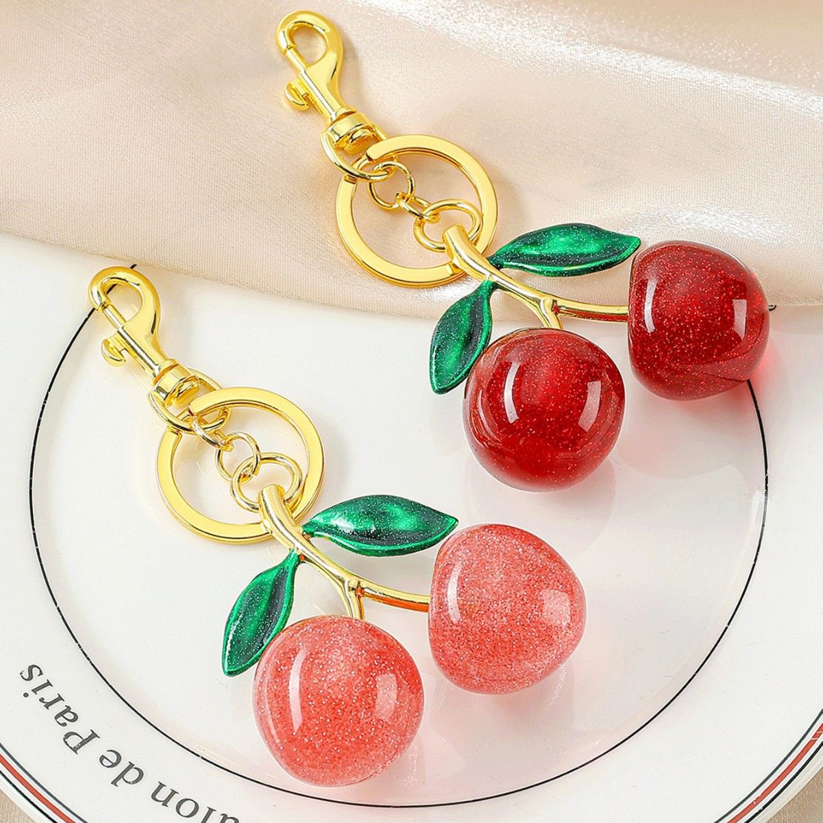 Fashionable Fashionable Cherry Keychain with Fruit Pendant for Handbags and Keys Stylish Accessory Solution for Local Trendsetters Cherry Keychain with Fruit Pendant for Handbags and Keys Stylish Accessory Solution for Local Trendsetters(Cherries of Love)
