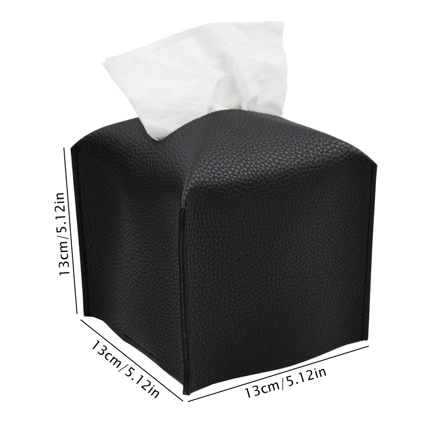 2 Pack Black PU Leather Rectangular Tissue Box Covers Foldable Roll Paper Bag for Car Home and Bathroom Modern Storage Solution for Local Households
