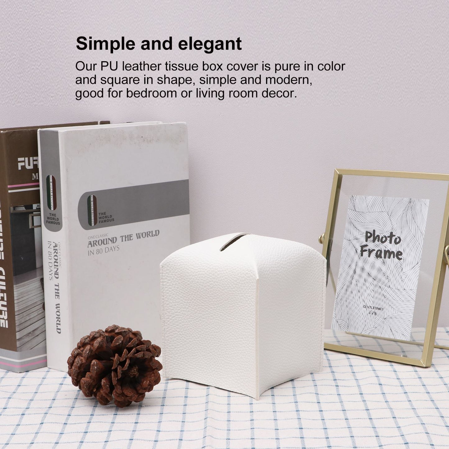 2 Pack White PU Leather Rectangular Tissue Box Covers Foldable Roll Paper Bag for Car Home and Bathroom Modern Storage Solution for Local Households