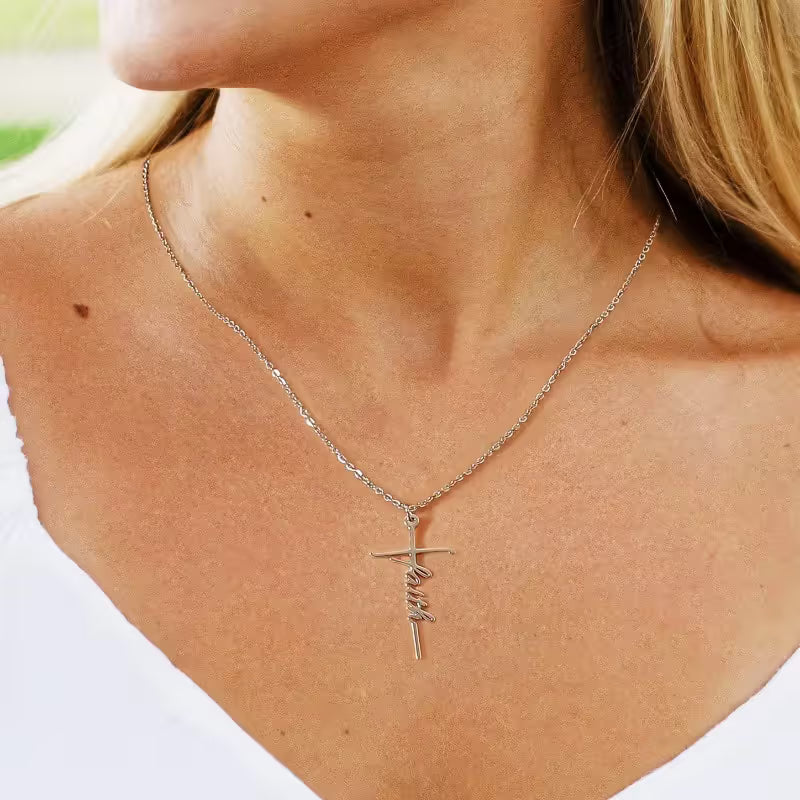 Stainless Steel Cross Necklace for Women Mother's Day Holiday Gift Elegant Jewelry Piece for Local Standard Everyday Wear(mother)