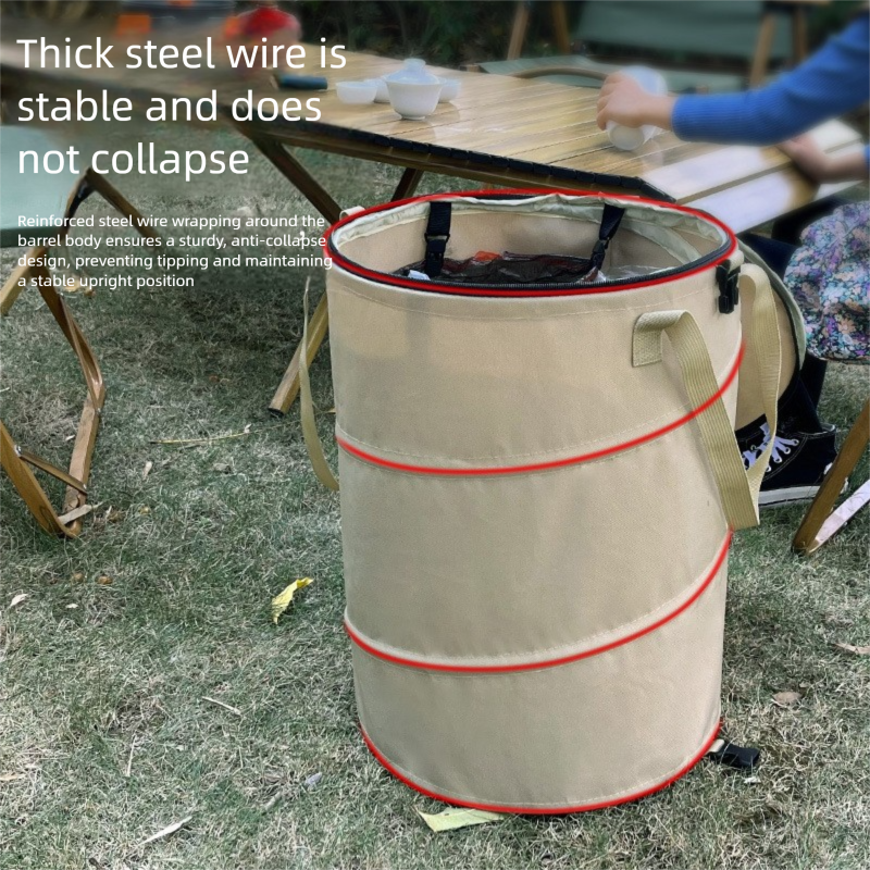 Black Foldable Camping Trash Can with Lid - Large Capacity Heavy Duty Pop Up Rubbish Bin - Portable Storage Bag for Caravan, Picnic, Gardening and Outdoor Adventures - Space Saving Design(Size: S)