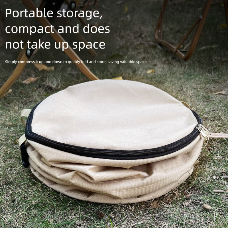 Black Foldable Camping Trash Can with Lid - Large Capacity Heavy Duty Pop Up Rubbish Bin - Portable Storage Bag for Caravan, Picnic, Gardening and Outdoor Adventures - Space Saving Design(Size: M)