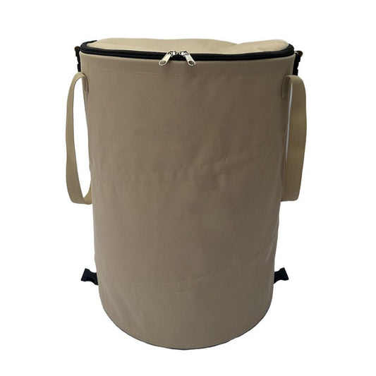 Coffee color Foldable Camping Trash Can with Lid - Large Capacity Heavy Duty Pop Up Rubbish Bin - Portable Storage Bag for Caravan, Picnic, Gardening and Outdoor Adventures - Space Saving Design(Size: M)