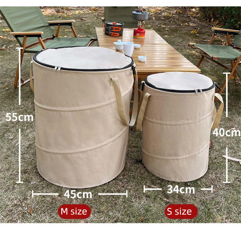 Army green Foldable Camping Trash Can with Lid - Large Capacity Heavy Duty Pop Up Rubbish Bin - Portable Storage Bag for Caravan, Picnic, Gardening and Outdoor Adventures - Space Saving Design(Size: M)