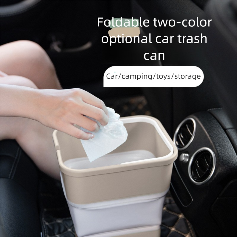 Light green Foldable Car Trash Can and Multi-Functional Storage Bin - Includes 5 Rolls of Bags - Leak-Proof Waterproof Design for Road Trips, Camping and Daily Commuting - Space Saving Portable Organiser(large)