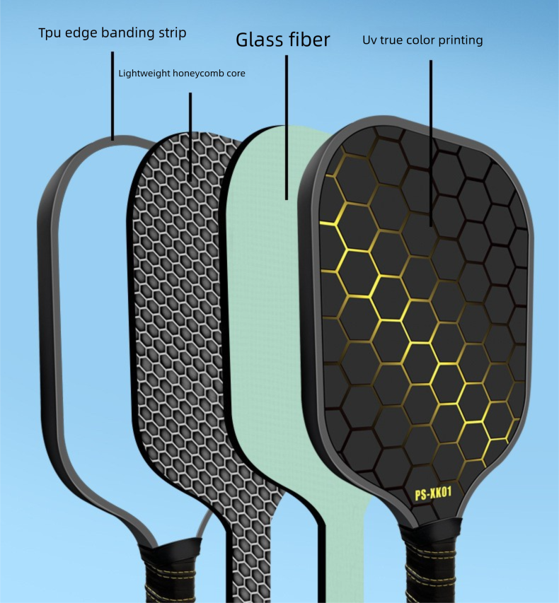 Blue Pickleball Paddle Set - Premium Fiberglass Surface - Lightweight Honeycomb Core, Cushioned Non-Slip Grip, Professional Performance for All Skill Levels, Complete Kit with Carry Bag and Balls(Black bag)