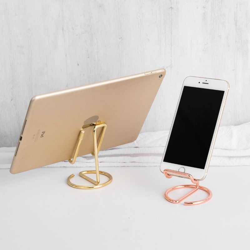 2-Pack Silver Universal Aluminum Phone Stand - Minimalist One-Piece Metal Tablet Holder - Durable Integrated Fixed Angle Desktop Bracket, Sleek Industrial Design for Home Office and Bedroom