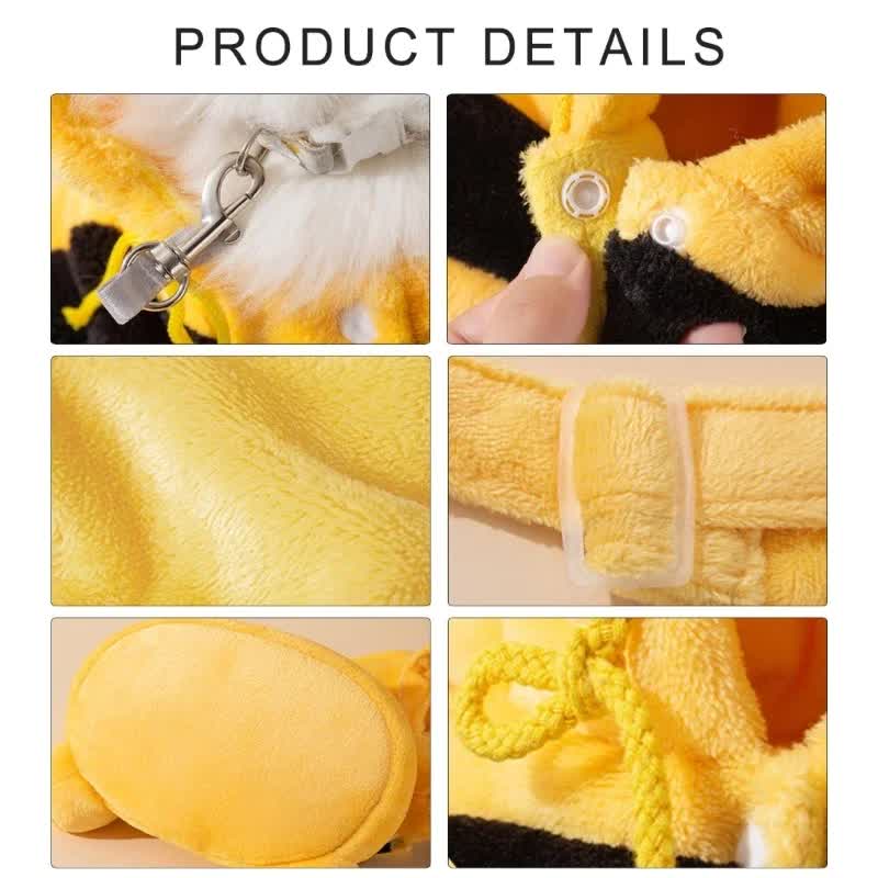 S Size Cute Bee Windproof Insulated Pet Shoulder Bag with Security Buckle - Soft Reversible Flannel Tote for Small Dogs & Cats Up to 2KG