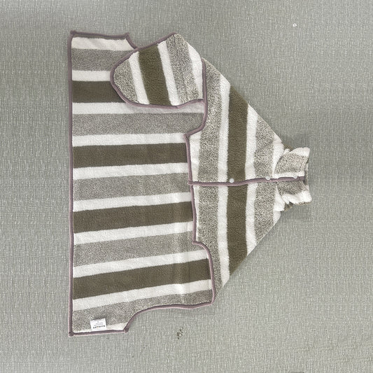 Brown Stripes Super Absorbent Pet Bathrobe with Waist Belt & Neck Snap - Full Coverage Quick-Drying Towel for Dogs & Cats (XS Size)