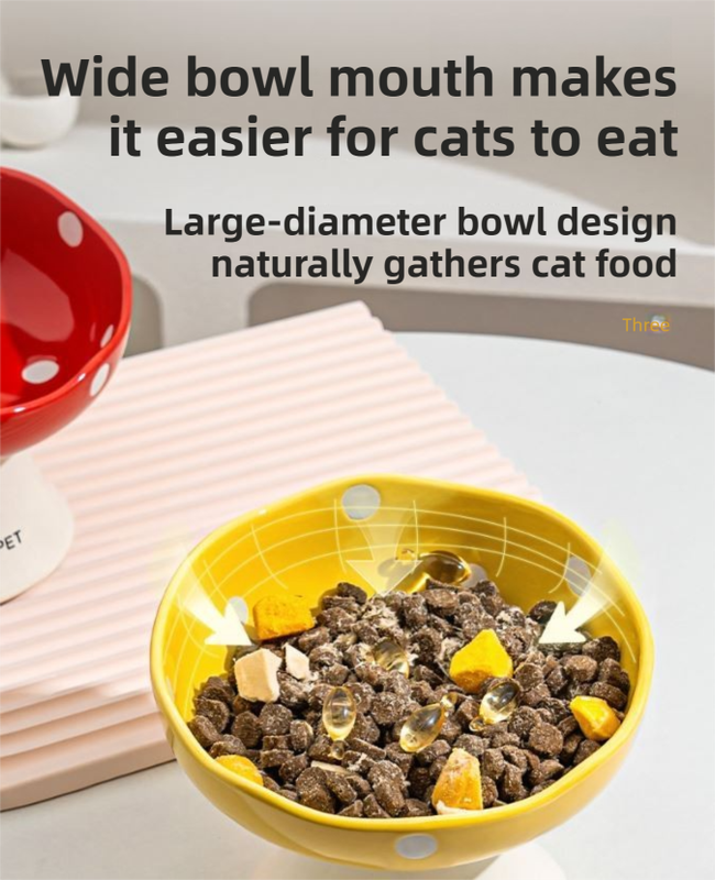 Red and Black Elevated 15° Tilted Ceramic Cat Bowl - Anti-Chin Acne Glaze Finish, Non-Slip Weighted Base & Neck Protection Pet Feeder