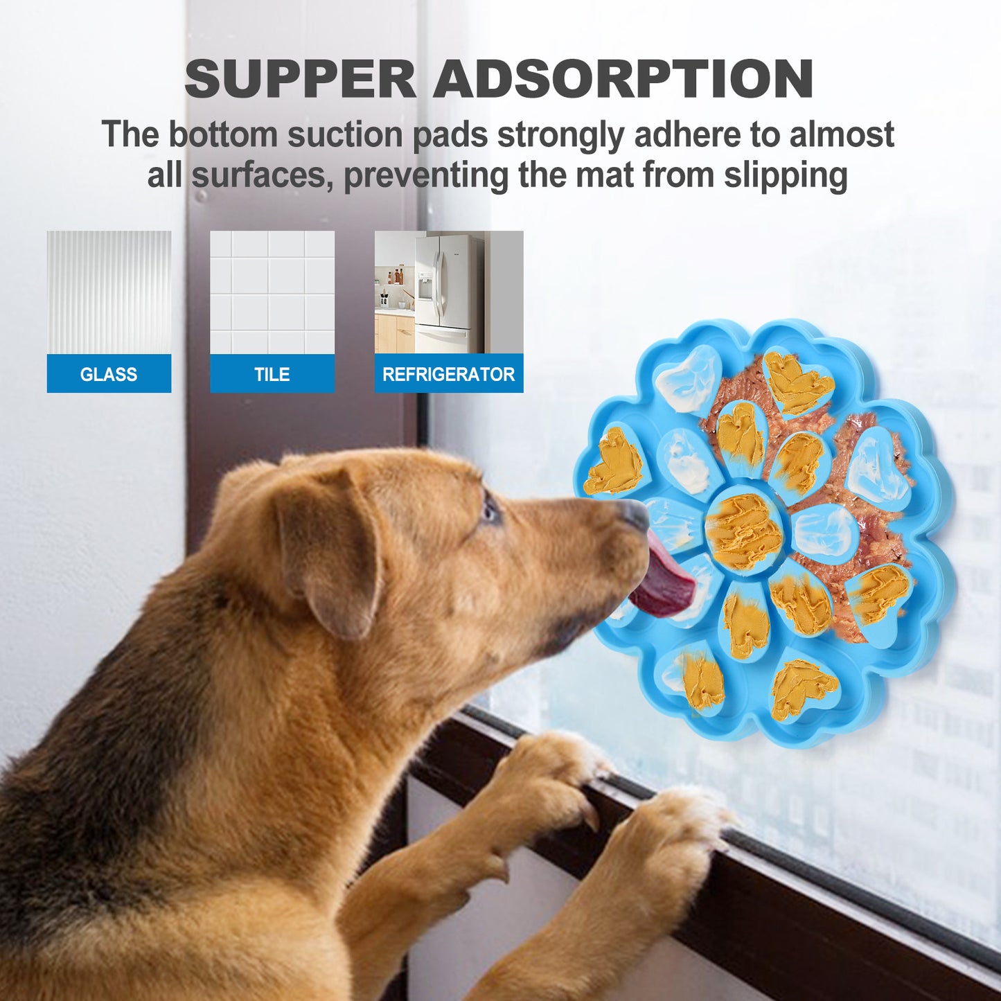Yellow 4-in-1 Textured Silicone Pet Lick Mat & Slow Feeder - Anti-Anxiety Calming Pad with Back Suction Cups