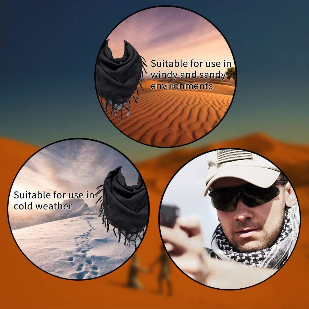 Black 110x110CM Military Shemagh Cotton Tactical Desert Scarf - Versatile Protective Face Mask and Head Wrap for Motorcycling, Paintball & Outdoors