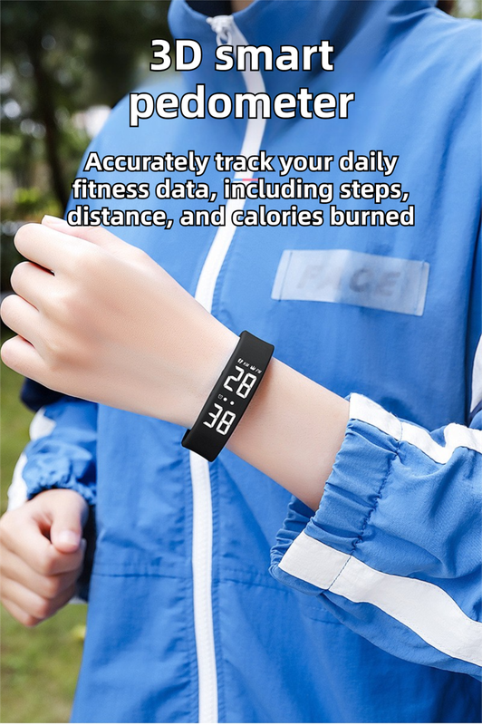Black Silent Vibration Alarm Smart Silicone Wristband with 3-Alarm Settings - Discreet Wake-Up Device for Teens & Adults (Vertical version)