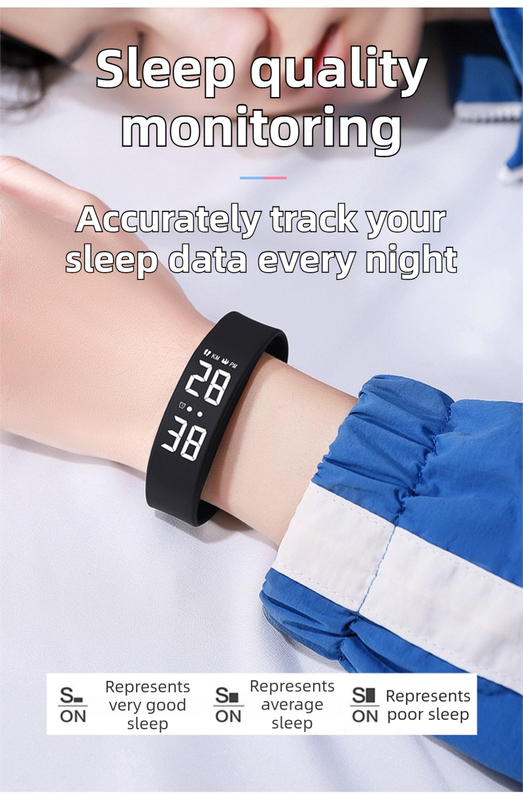 Orange Silent Vibration Alarm Smart Silicone Wristband with 3-Alarm Settings - Discreet Wake-Up Device for Teens & Adults (Horizontal version)