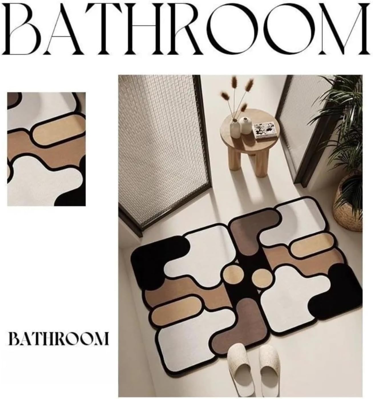 Ultra-Absorbent Instant Dry Diatom Mud Bathroom Mat (40 x 60 CM) - Puzzle Decor Anti-Slip Rubber Rug for Kitchen, Entryway & Shower(Style A)