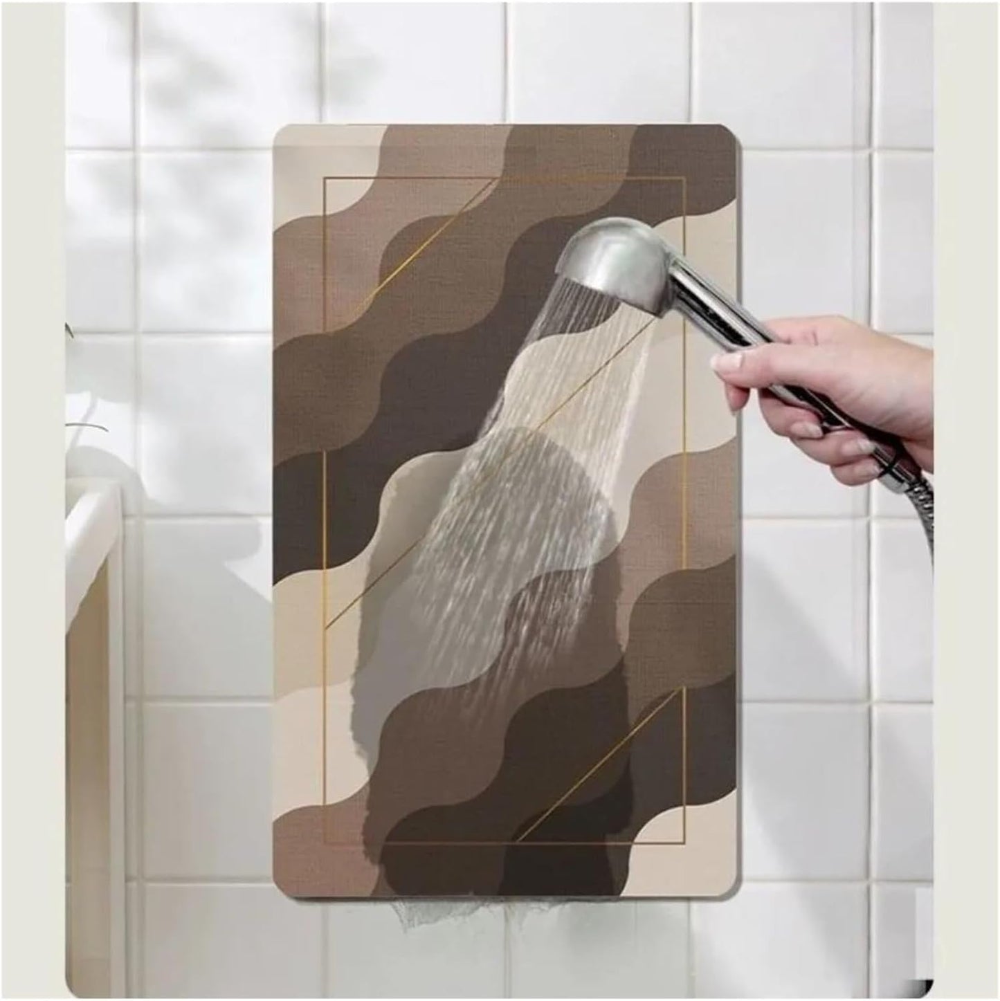 Ultra-Absorbent Instant Dry Diatom Mud Bathroom Mat (40 x 60 CM) - Puzzle Decor Anti-Slip Rubber Rug for Kitchen, Entryway & Shower(Style A)