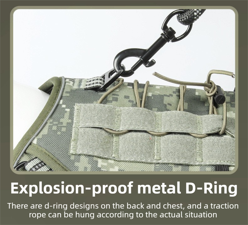 3-Piece Camouflage Tactical Dog Harness Set (XL Size) - Heavy Duty No-Pull Vest with Detachable Tactical Pouch & Climbing Rope Leash