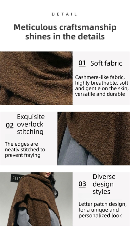 Grey Premium Knitted Wool Blend Poncho - Elegant Thickened Drape Shawl & Cape Cardigan Coat