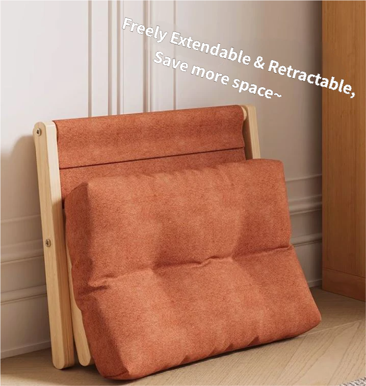 Orange Foldable Ottoman & Padded Footstool with Velcro Stability - Cotton Linen Portable Office Leg Rest & Entryway Shoe Stool