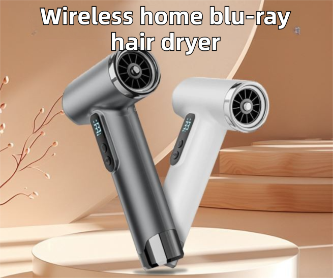 White Wireless Rechargeable Hot & Cold Hair Dryer - Lightweight Portable Blow Dryer with Blue Light Ion Care, 3 Speed & Temperature Settings