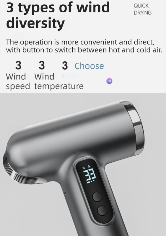 White Wireless Rechargeable Hot & Cold Hair Dryer - Lightweight Portable Blow Dryer with Blue Light Ion Care, 3 Speed & Temperature Settings