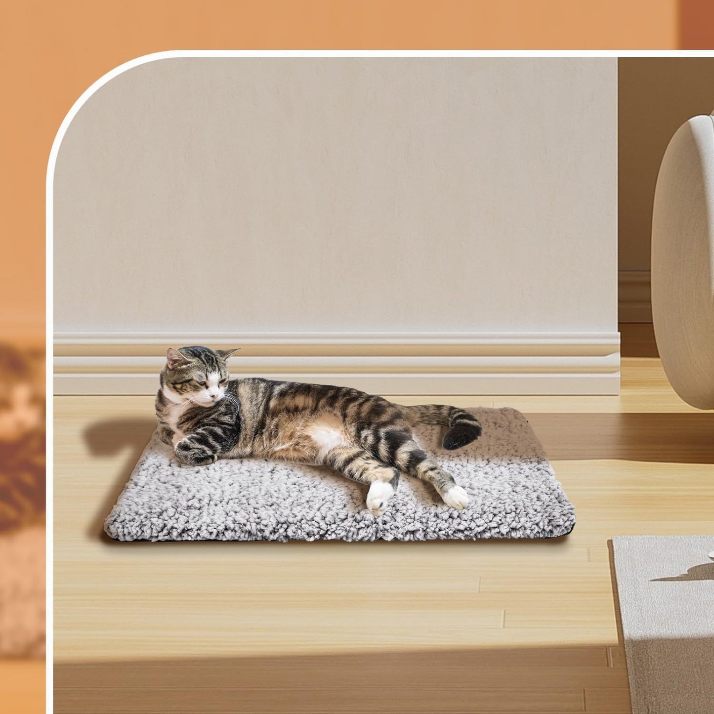 70 x 115 CM Self-Warming Thermal Pet Fluffy Mat with Machine Washable & Removable Zippered Cover - Waterproof Soft Cotton Fleece Bed for Dogs & Cats