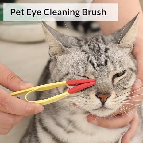 4-Pack Pink Pet Eye Cleaning Brushes with Precisice Tweezer - Silicone Soft-Tip Tear Stain & Eye Crust Cleaner, Safe for Dogs and Cats