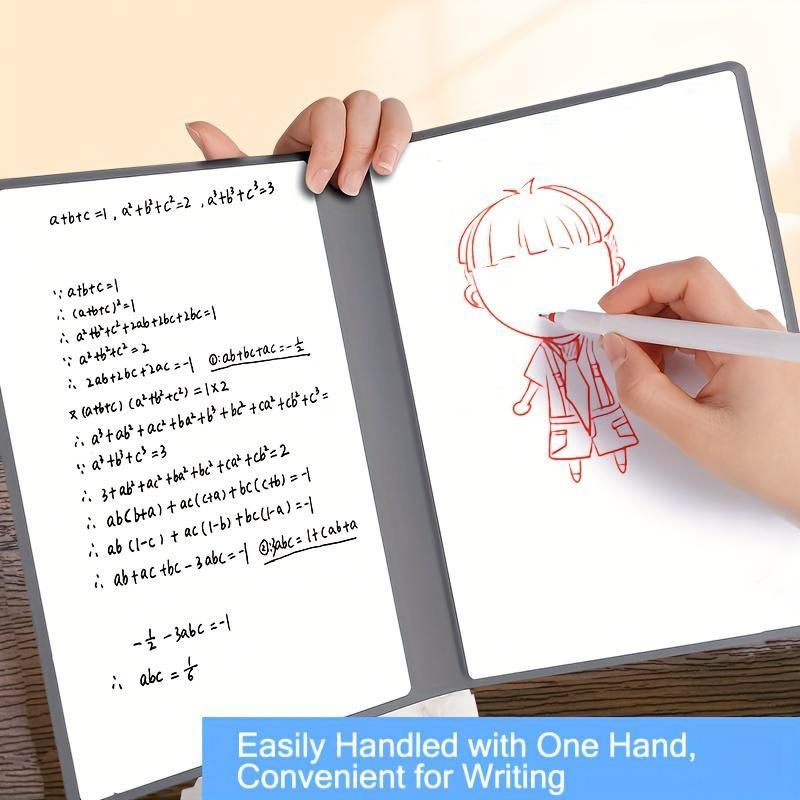 Green A4 PU Leather Whiteboard Notebook with 3-Color Pens, Eraser & Cloth - Reusable Eco-Friendly Desktop Memo Pad & Handheld Writing Tablet