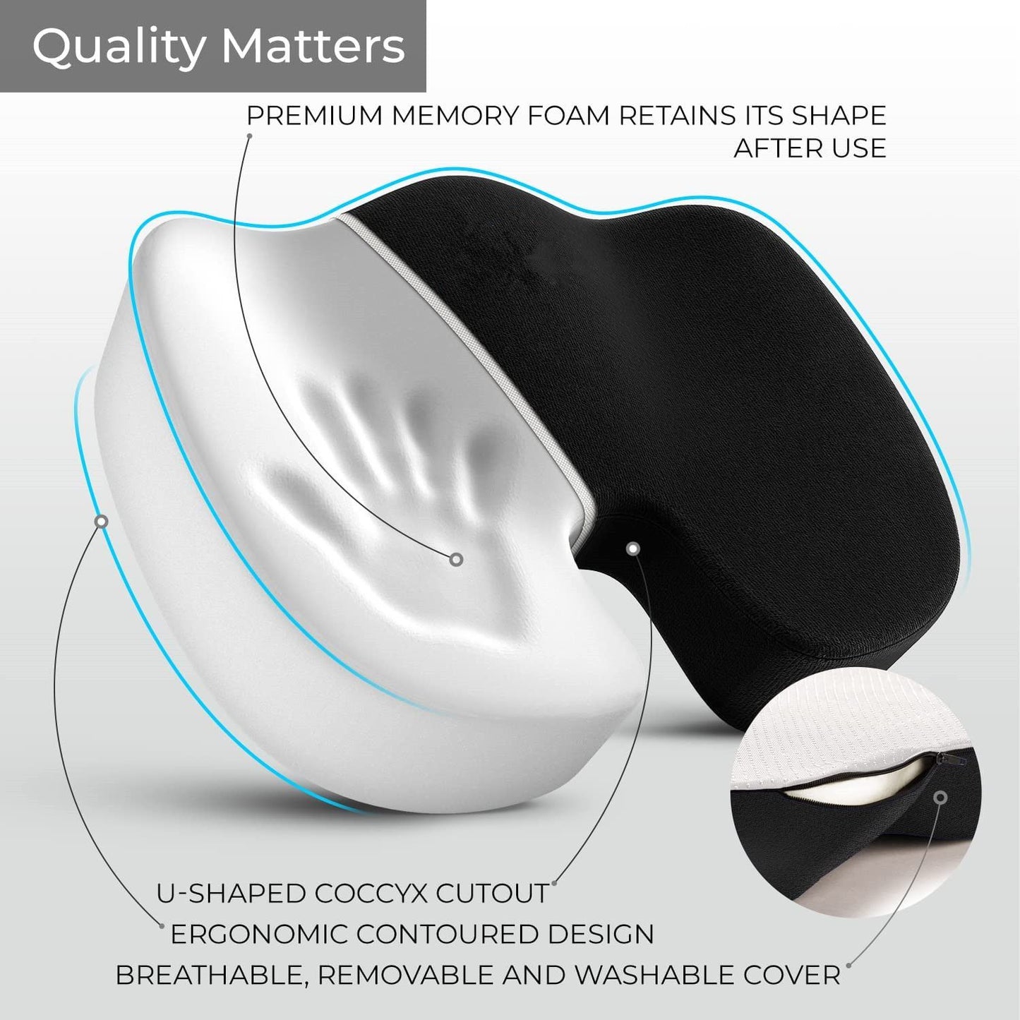 Ergonomic Memory Foam Seat Cushion & Lumbar Support Set - Soft Crystal Velvet Orthopedic Relief Combo for Office & Car