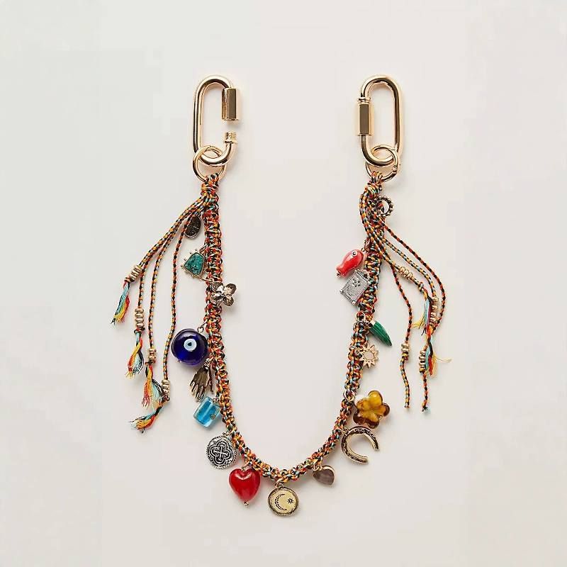 #3541 + #3546 Bohemian Vintage Ceramic Keychain Bag Charm - Multi-Layered Handcrafted Lucky Ethnic Bag Styling Accessory & Mother's Day Gift