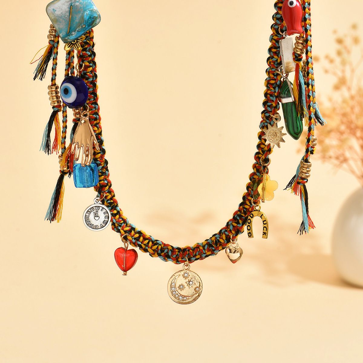 #4167 + #3082 3-Layered Bohemian Vintage Ceramic Keychain Bag Charms - Handcrafted Lucky Ethnic Bag Styling Accessory & Mother's Day Gift