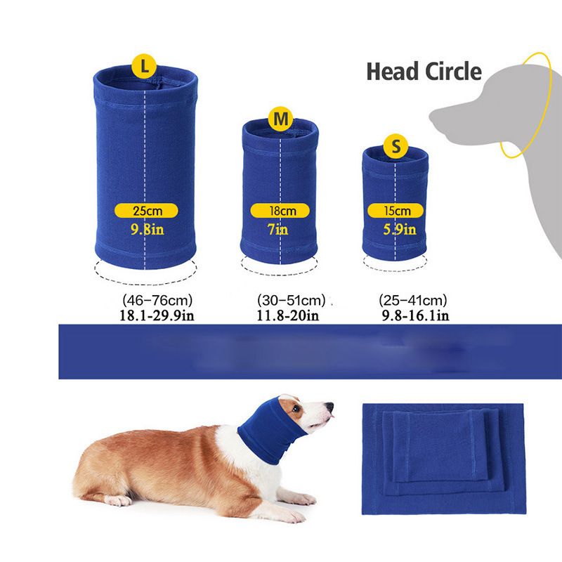 3-Pack Grey Instant Calming Dog Warm Hoods and Ear Covers (M Size) - Anxiety Relief Noise Reduction & Grooming Support, Breathable Full-Head Protection