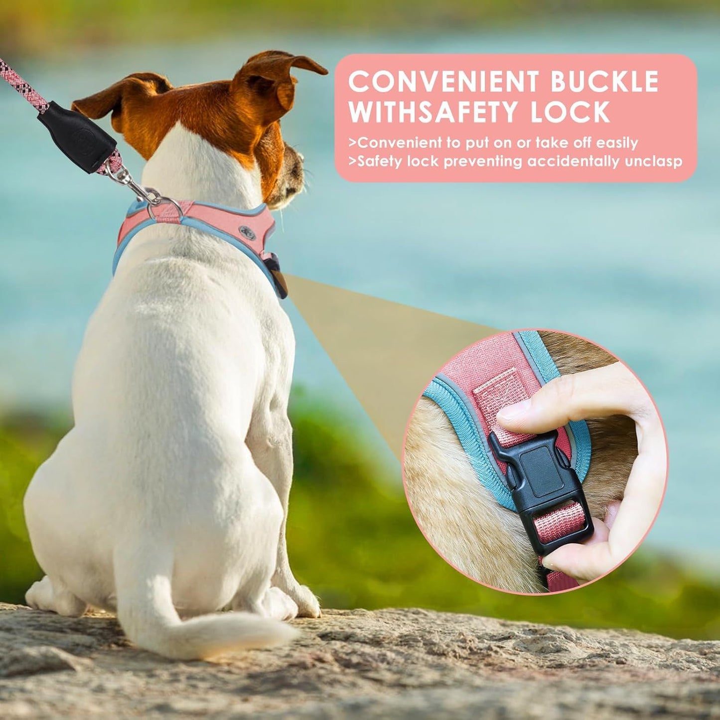 S Size Pink Waterproof Reflective Saddle-Style Dog Harness & 1.5M Leash Set - Breathable Anti-Choke Escape-Proof Step-In Walking Gear