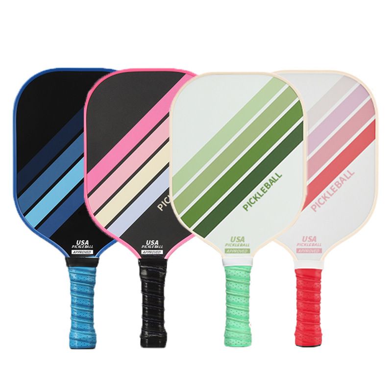 2PCS Green Striped Fiberglass Pickleball Paddles & 4PCS Balls Set with Hardshell Storage Box - Shock Absorbing Honeycomb Core & Anti-Slip Grip - USAPA Standard Lightweight Sports Racket