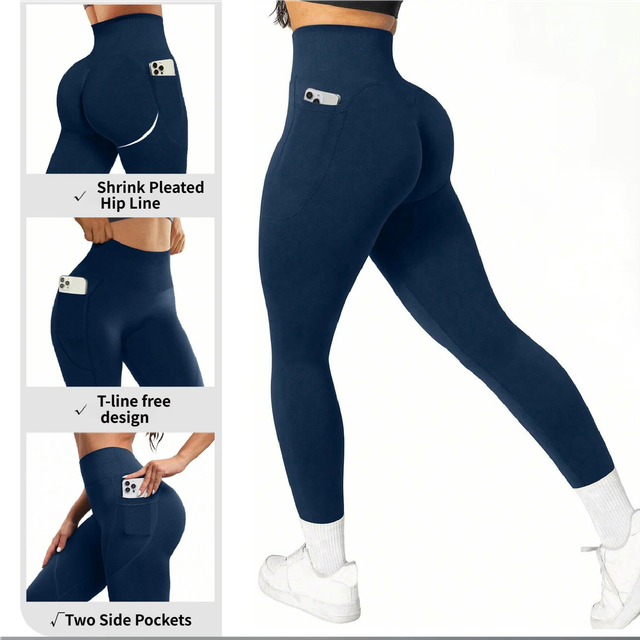 L Size Dark Grey Breathable High-Waist Ruched Butt-Lift Yoga Leggings - Dual Pockets & No Front T - LineNaked-Feel Performance Tights for Gym, Running & Pilates