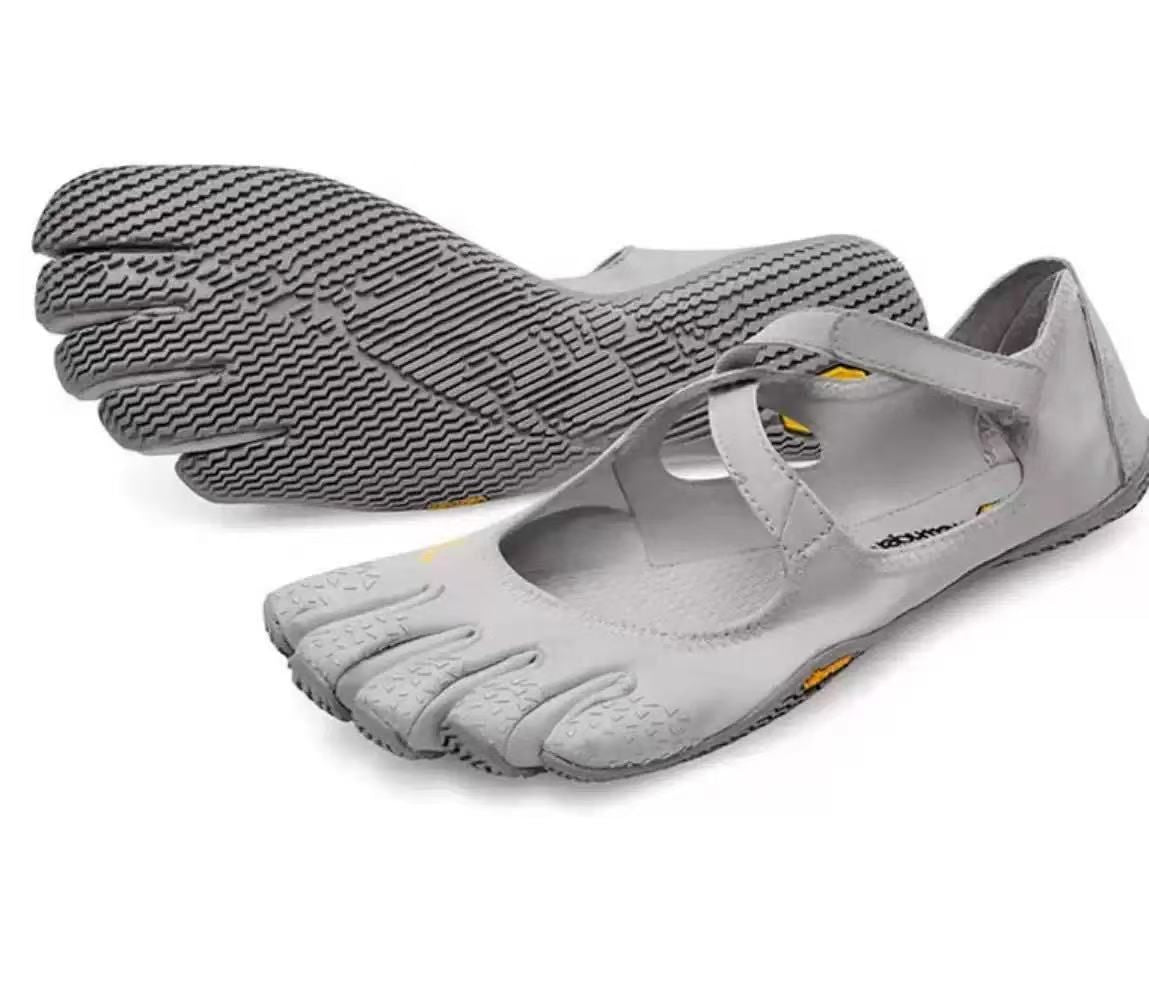 Grey Breathable High-Grip Five-Finger Yoga & Pilates Shoes (Foot Length 25 CM) - Professional Training Footwear for Natural Toe Splay & Barefoot Feel
