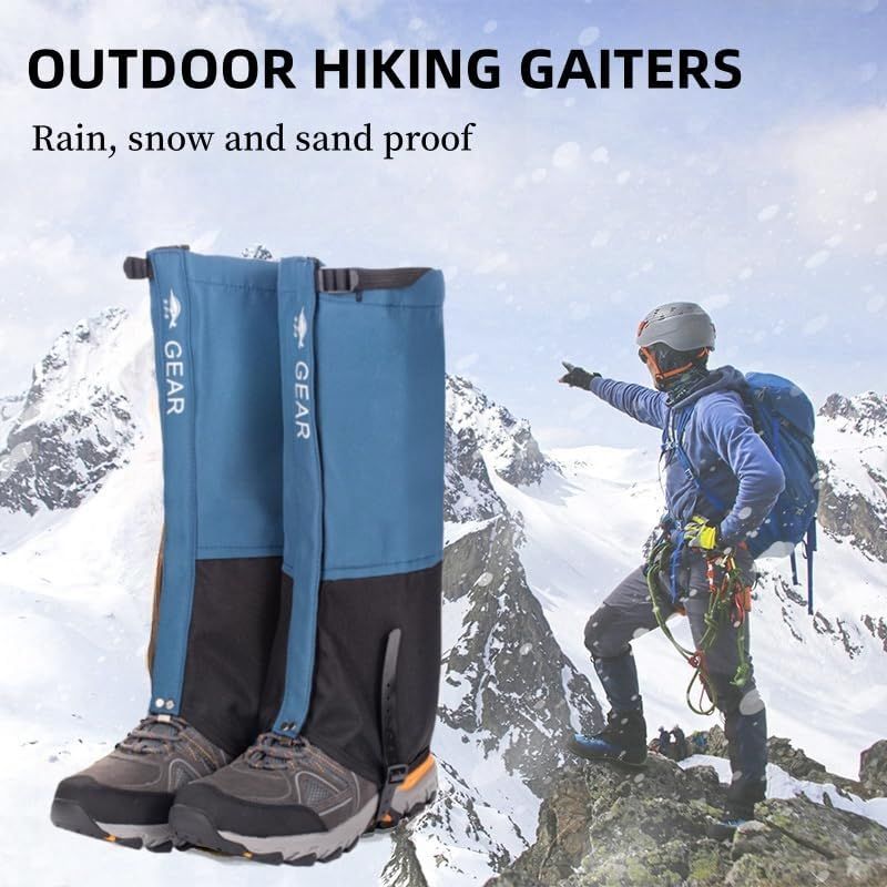 Green Breathable Nylon Waterproof Hiking Leg Gaiters and Snow Boot Gaiters (Fleece Lining) - Unisex Adjustable Sand & Mud Protection for Mountaineering & Desert Trekking, S Size