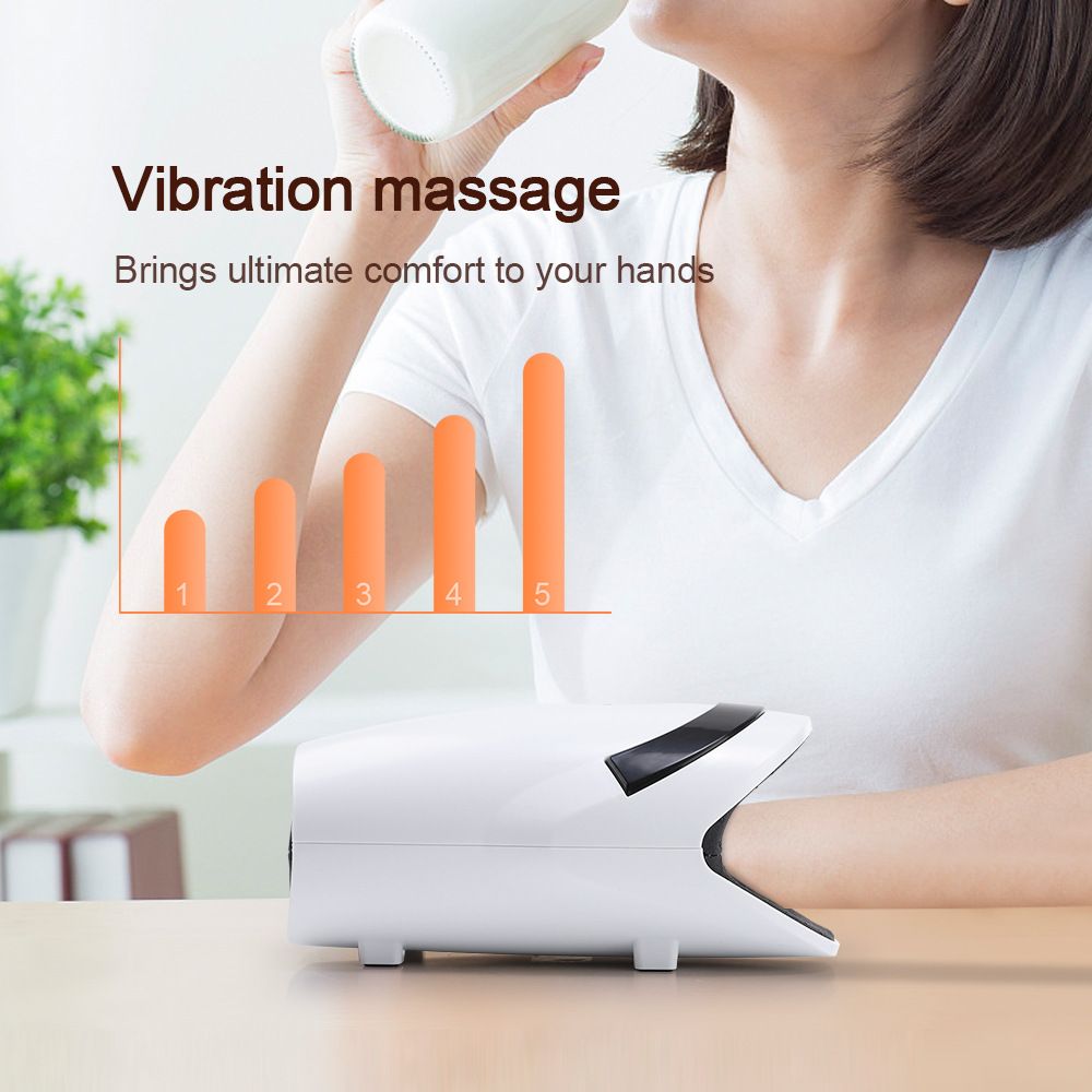White Portable Electric Hand Massager - USB-C Rechargeable, Airbag Compression, Graphene 42℃ Constant Heating & 5 Levels Intensity for Everyday Use and Arthritis Carpal Tunnel Relief